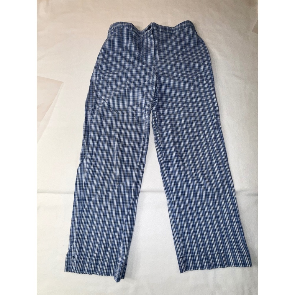 Eddie Bauer Plaid Capris Women's size 10 Blue White Straight Leg Cotton Blend